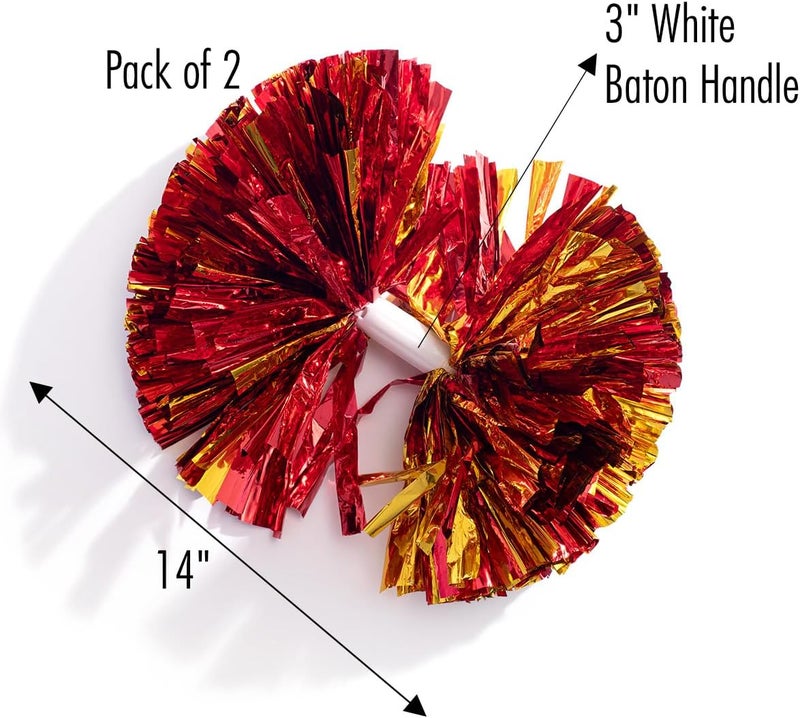 Anderson's Metallic Red & Gold Foil Baton School Spirit Shakers, Cheerleader Pom Poms, Football, Basketball, Homecoming Squad, Team, Party, Dance, Club, Performance, Fan Celebration Pack of 2 - Image 3